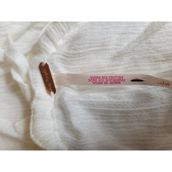 New women's sz lg free people white lace gauzy halter tie dress slice of heaven - Picture 6 of 6